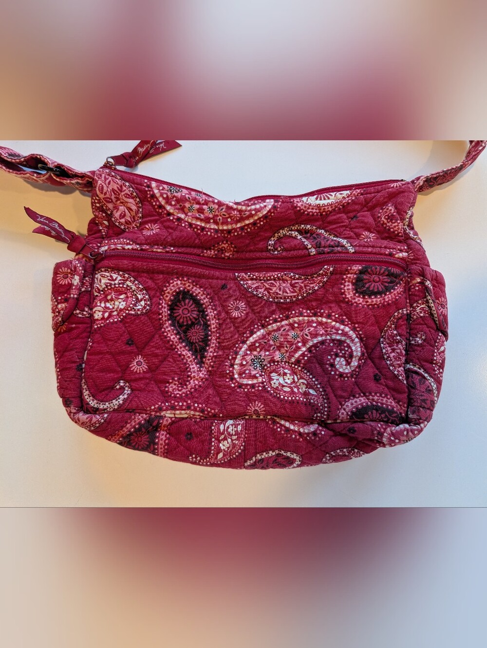 Vera Bradley Red Bandana Print Cotton Vintage Crossbody Bag
